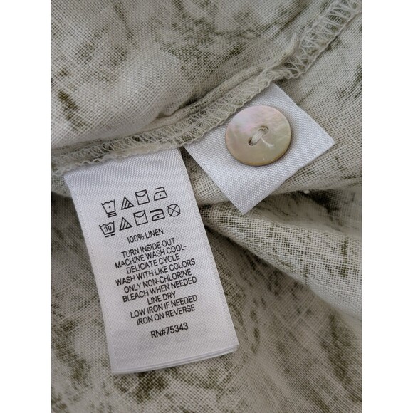 Rachel Zoe Linen 2-pc Top + Wide Leg Cropped Pants Green & Ivory Toile Sz Large - Picture 9 of 9